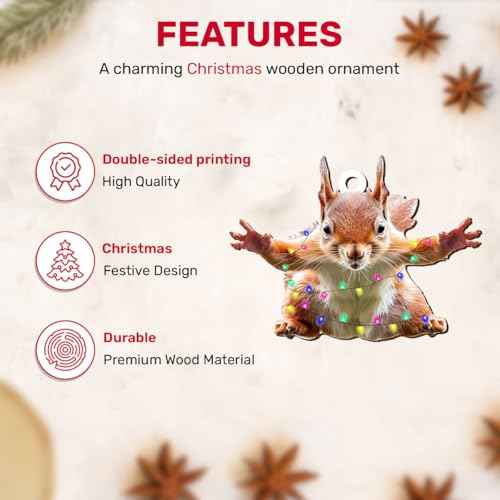 2 Side Wooden Vacation Movie Flying Squirrel Christmas Ornaments 2025, Keepsake Gift for Men & Women, Christmas Tree Decorations