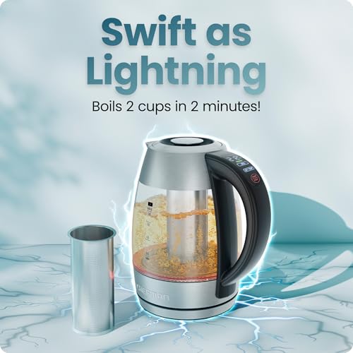 Electric Kettle 1.8L - Rapid Boil 1750W, Digital Temp Control, Stainless Steel