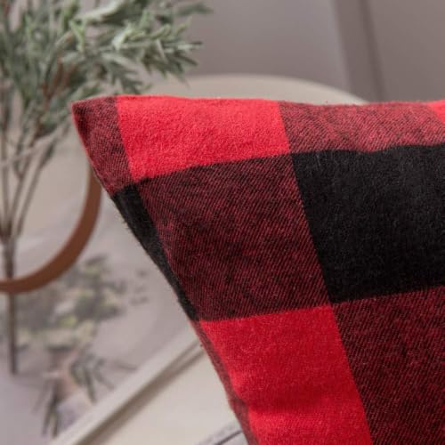 MIULEE 18x18 Inch Christmas Plaid Pillow Covers 2-Pack Black & Red