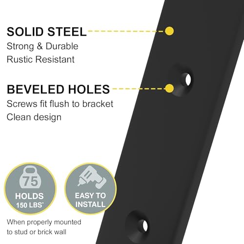 12 Inch Heavy Duty Floating Shelf Brackets Pack of 16 - Industrial Metal Iron Matte Black