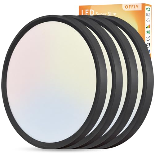 OFFIY 4-Pack 15.8 Inch Black LED Flush Mount Ceiling Lights 32W 3480LM Adjustable CCT