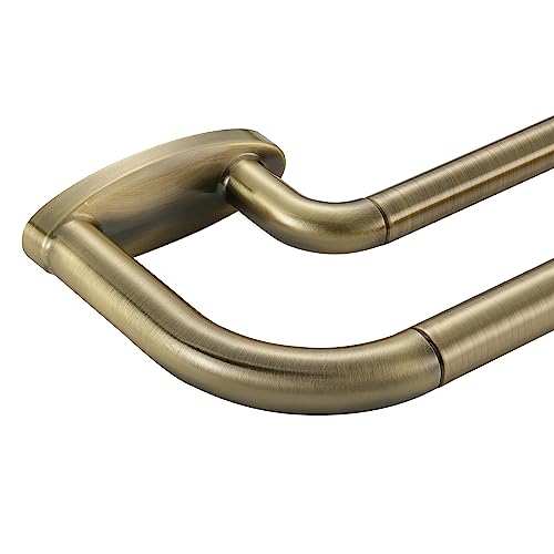 Mayrhyme Antique Bronze Double Curtain Rod 72-144 Inch Adjustable Room Darkening Drapery Rod with Wrap Around Design