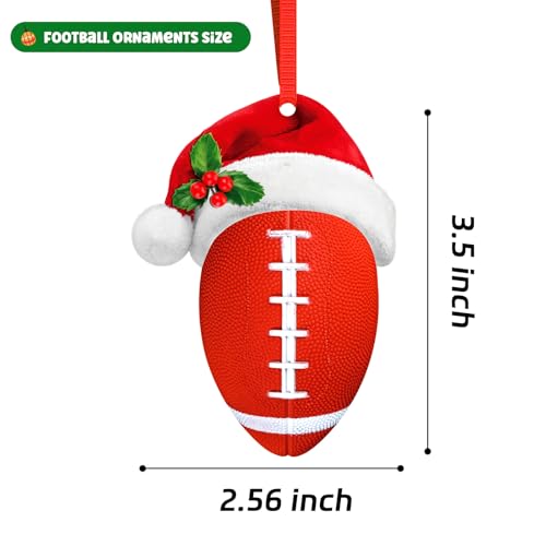 Flyab B1 Football Christmas Ornament with Santa Hat – Personalized Acrylic Holiday Sports Ball Decoration