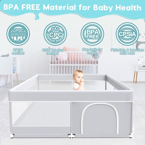Fshibila Baby Playpen, 50x50 Inch Playard for Babies and Toddlers,