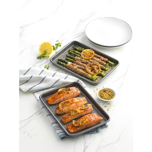 GoodCook Everyday Set of 2 Nonstick Steel 9" x 6.2" Toaster Oven Mini Baking Sheets, Gray