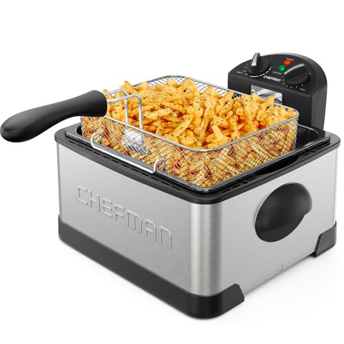 Large 4.5L Deep Fryer with Basket, Adjustable Temp & Timer, Removable Oil Container