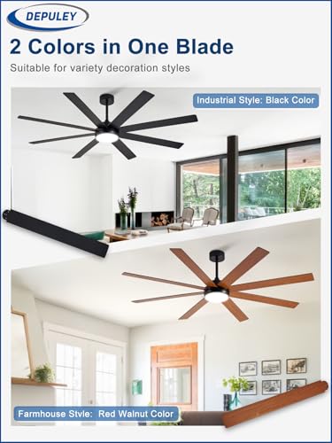 Black 66-Inch Ceiling Fan with Lights Remote Control Dimmable Reversible Motor