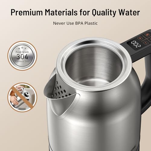 Electric Kettle with Temperature Control - 1.7L, 13 Preset Temps, LED Display, Keep Warm - Ink Variation