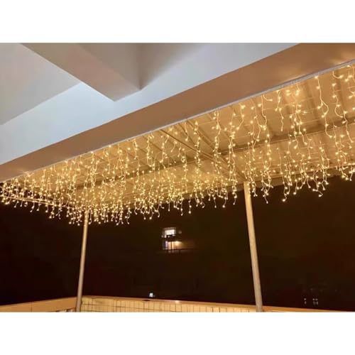 LED Icicle Christmas Lights, 16.4FT 168 LEDs 8 Modes Extendable Eaves