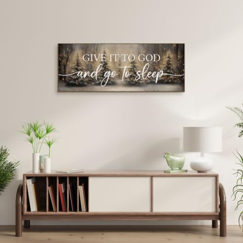 TLESKE Christmas Give It to God and Go to Sleep Sign - 15x40 Large Wall Art (sleep-C)