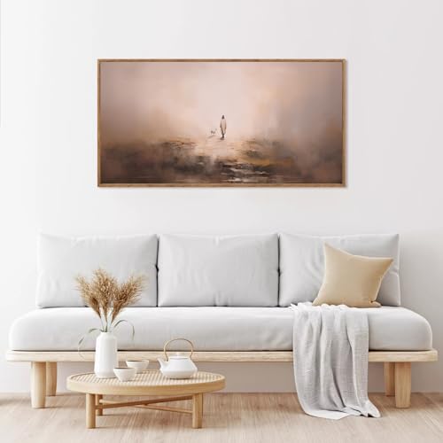 Religious Wall Art Canvas - Jesus Leaves The 99 Parable of The Lost Sheep 40x20 Inch - Variation of Jesus Leaves The 99