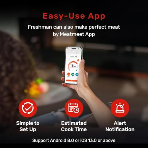 Pro Wireless Meat Thermometer with Remote App Monitoring - Waterproof Probe, Wi-Fi & Bluetooth