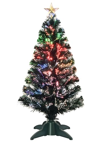 HABAGOU 3ft Pre-Lit Fiber Optic Christmas Tree with Top Star - Mini USB lights