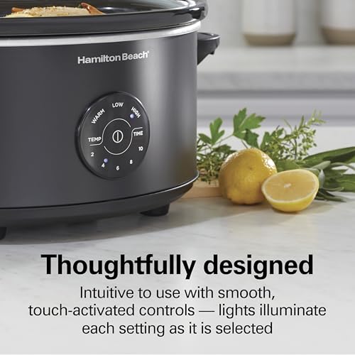 Hamilton Beach 7 Qt Portable Programmable Slow Cooker with Lid Latch, 15 Cooking Options