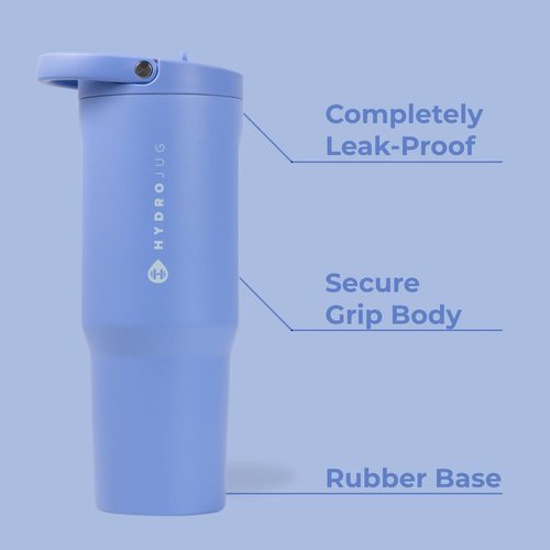 HydroJug Sport - 32oz Stainless Steel Tumbler with Straw | Vacuum Insulated & Leakproof Design, Light Blue
