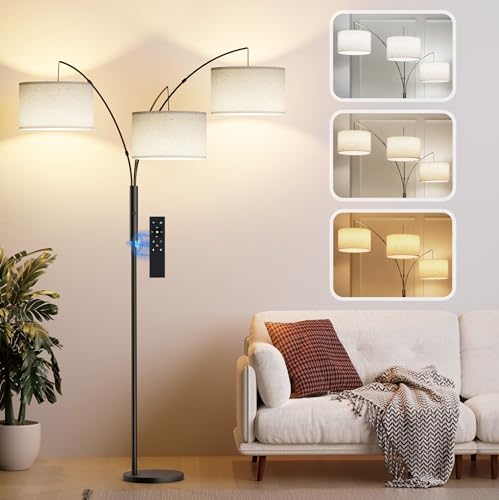 27W Dimmable Modern Tree Floor Lamp with Remote Touch Control - Beige (Black)