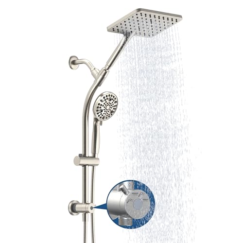 Rain Shower Head with Handheld High Pressure Rainfall Shower Combo - Brushed Nickel