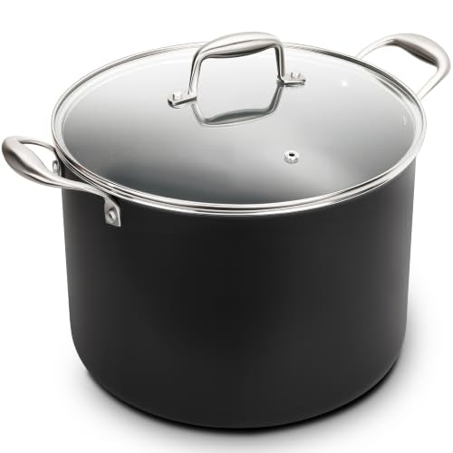 TeakLake 16QT Nonstick Ceramic Stock Pot with Glass Lid & Cool Handles