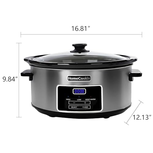8-Quart Digital Programmable Slow Cooker with Timer - Stainless Steel