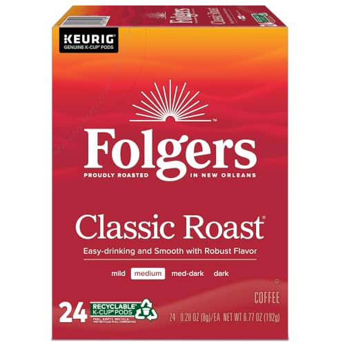Folgers Classic Roast Coffee K-Cup Pods - 96 Count, Single-Serve Coffee