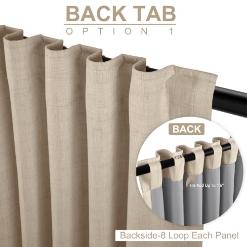 Blackout Linen Look Curtains for Bedroom Pack of 2 - Burl/Oatmeal, 50 x 84 Inches