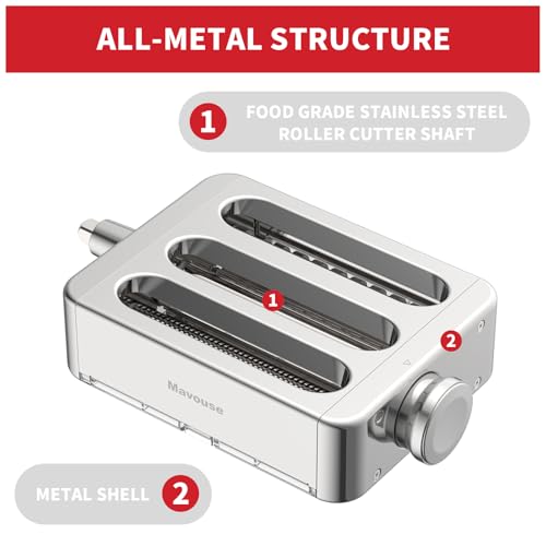 Mavouse All Metal 3-in-1 Pasta Maker Attachment for KitchenAid Stand Mixers