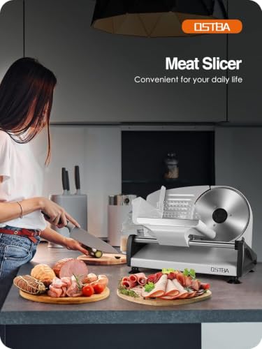 200W Electric Meat Slicer with Removable 7.5-Inch Serrated Blade - Adjustable Thickness