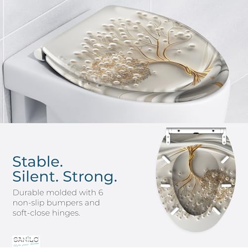 Sanilo Wooden Toilet Seat with Quick Release Soft Close Tree of Life - Elongated