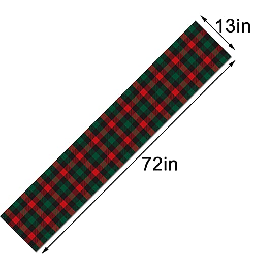 Rainlemon Christmas Buffalo Check Plaid Table Runner Linen Red Green