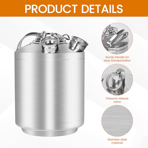 Stainless Steel Beer Line Cleaning Keg with 2 D Couplers - 2.5 Gallon 10L Kit