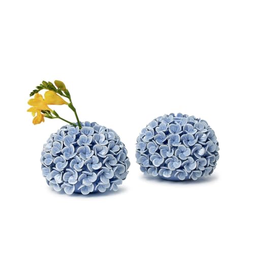 Hydrangea Flower Bud Vases Set - Ceramic Candle Holders for Home Decor