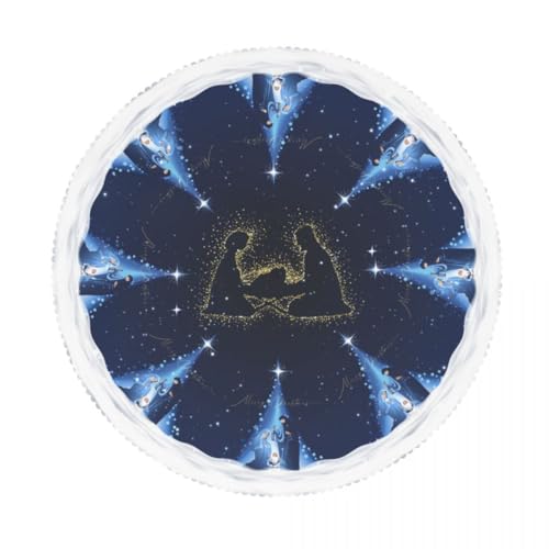 GARSYDAM 70-Inch Round Christmas Tablecloth – Winter Starry Snowflake Pattern, Water-Resistant & Wipeable