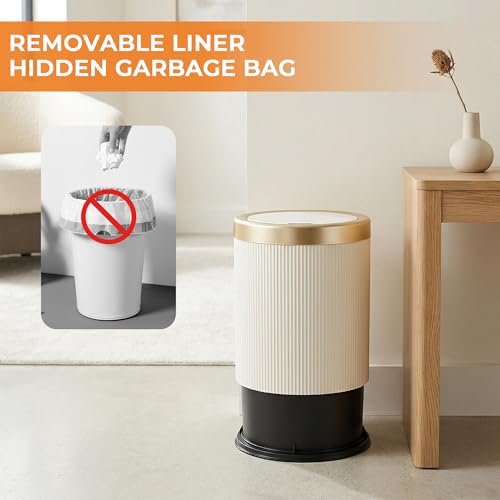 Pukomc Automatic Motion Sensor Trash Can with Lid - Beige, Odor Control, Waterproof, Silent