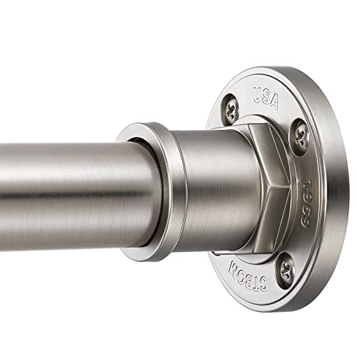 BRIOFOX Industrial Shower Curtain Rod 2-in-1 Tension & Screw Mount, 43-72 Inch Brushed Nickel Stainless Steel, Never Rust