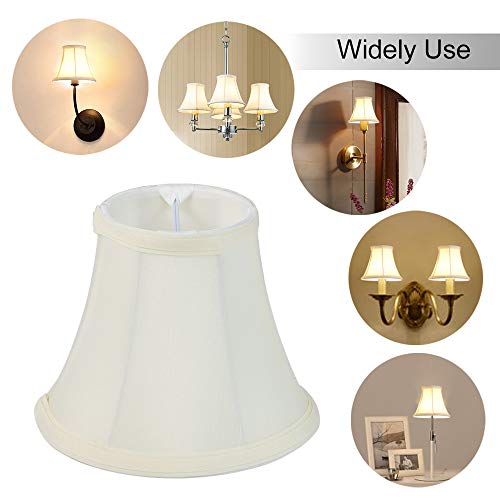 Cream White Wellmet Candelabra Bulb Clip-On Lamp Shades - 3" x 6" x 5" - Set of 6 - Bell-Shape