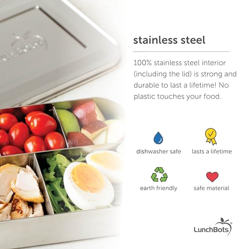 Kids Stainless Steel Bento Box - Medium 3-Section, 32oz, LunchBots Variation of Stainless Steel / 3 Section