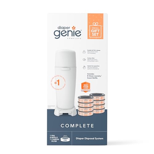 Diaper Genie Registry Gift Set with Complete Diaper Pail, Refills & Carbon Filter - BD231