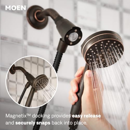 Moen Engage Magnetix Handheld Showerhead with Magnetic Docking - Mediterranean Bronze, 3.5-Inch, 6-Function, Detachable, 60 in. Hose