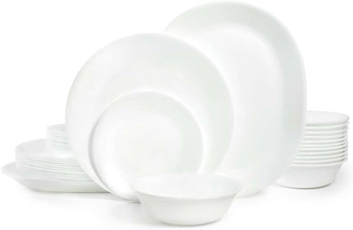 Corelle Vitrelle 38-Piece Dinnerware Set - Lightweight, Chip Resistant Plates & Bowls | Winter Frost White