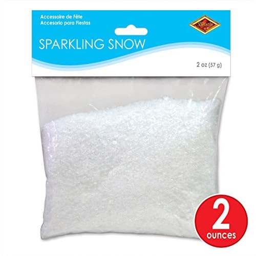 Beistle Sparkling Snow, Sparkling Snow Confetti, Christmas Decorations & Holiday Plastic Snowflakes, Wintertime Snowy Iridescent Decor, 2 oz. Pkg.