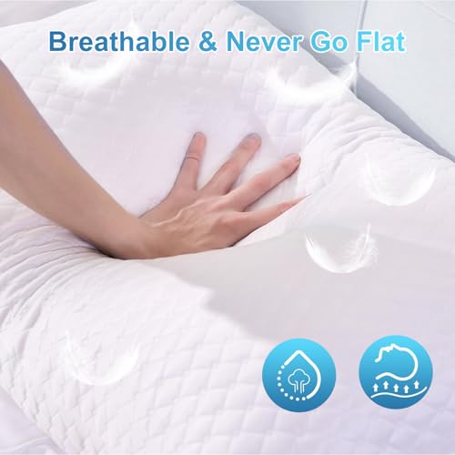 NTCOCO White Cooling Queen Size Shredded Memory Foam Pillow Set of 2 - Hypoallergenic, Removable Cover, Adjustable Loft for Side & Back Sleepers