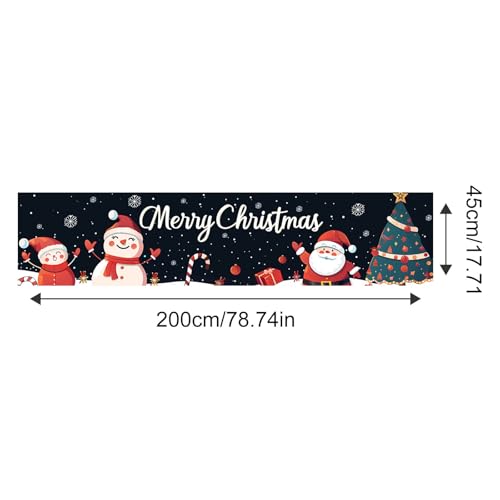 BlissYard Santa Christmas Banner with Snowflakes, 78 x 17 Inches - Festive Holiday Decor - Variation: Santa Christmas Banner#08