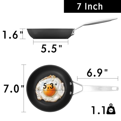 MsMk 7 Inch Small Nonstick Frying Pan for Eggs and Omelets - Grey