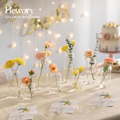 20PCS Clear Glass Bud Vases Set - Small Modern Flower Centerpieces, Wedding Decor