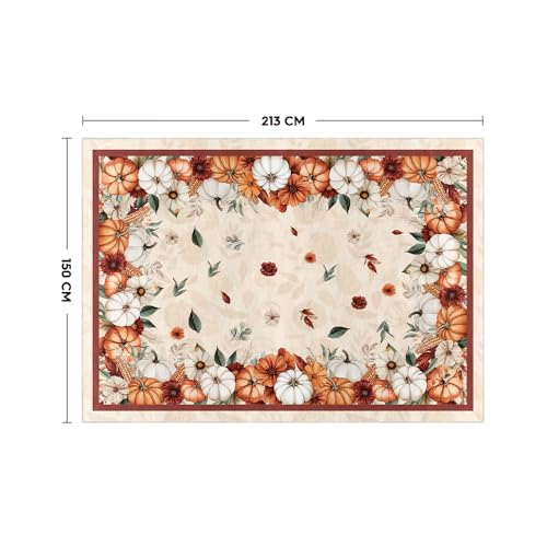 Artoid Mode Fall Area Rug 5x7 Feet with Pumpkins and Floral Design - Beige, Non-Slip Home Decor
