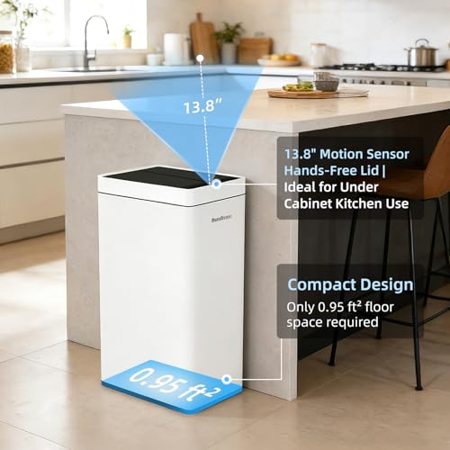 Geradivoxa 8 Gallon Touchless Kitchen Trash Can with Motion Sensor & Standard Variation