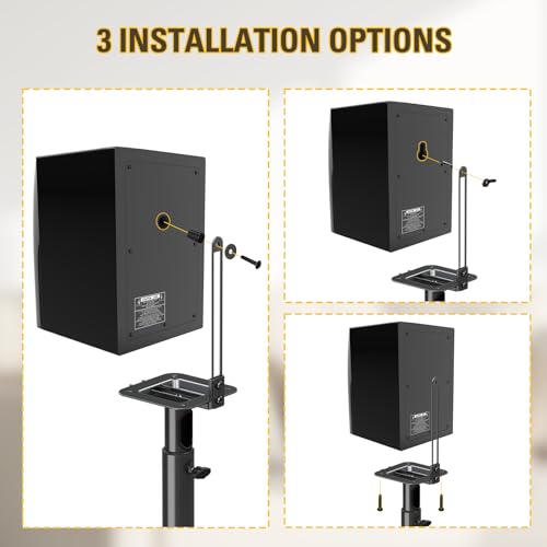 Mounting Dream Height Adjustable Speaker Stands for 9.4" W x 18" H Bookshelf Speakers - 33-42" Telescopic