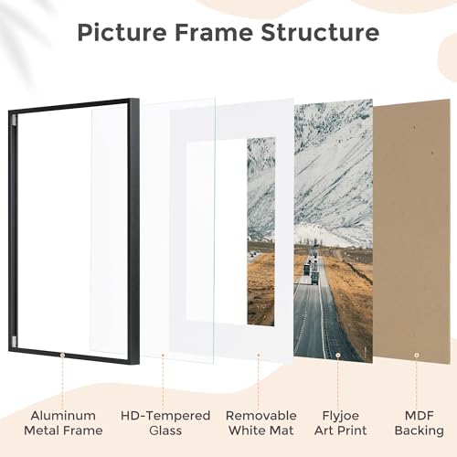Black 24x36 Metal Picture Frame with Mat for Wall - 20x30 & 24-inch Photo Frame