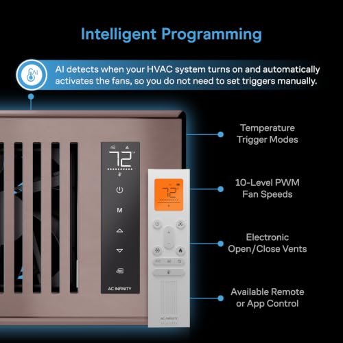 AC Infinity AIRTAP T4 Bronze Register Booster Fan 4x10 Inches - Intelligent HVAC Ventilation