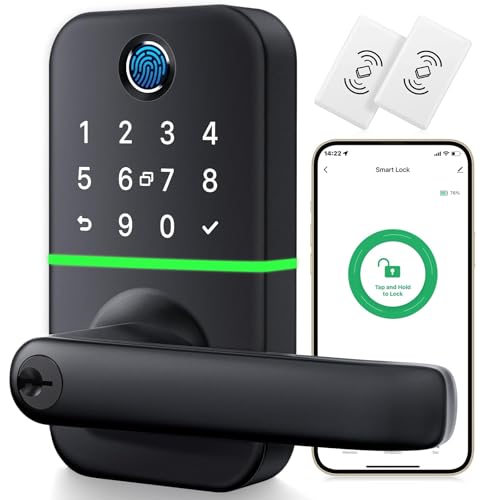 Smart Door Lock Keyless Entry with Handle - Fingerprint & App Control